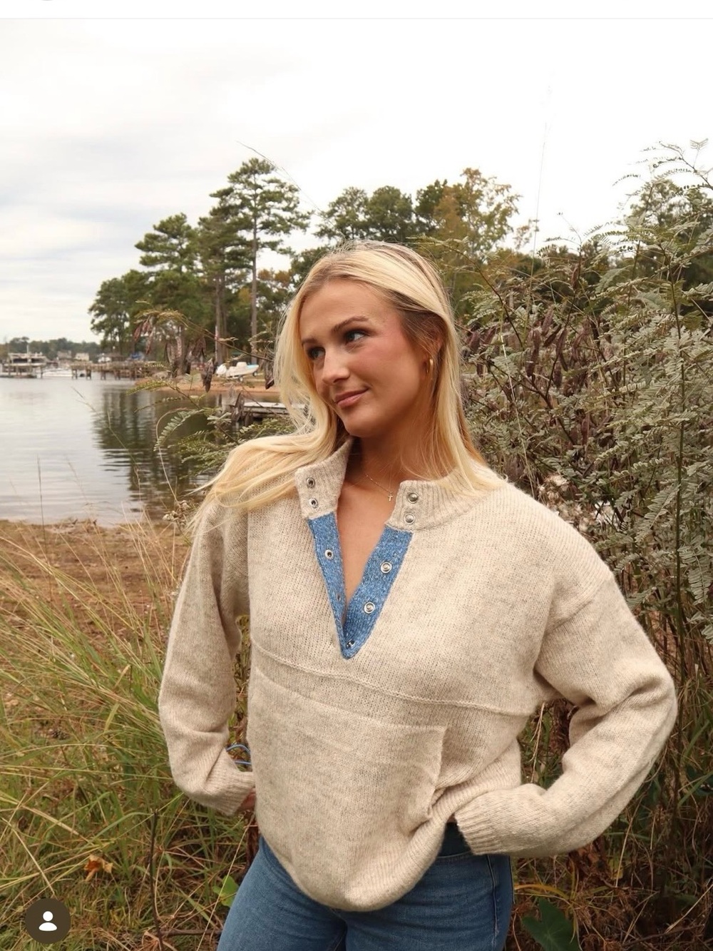 Bailey Rose Cozy Cream Button-Placket Women’s Sweater